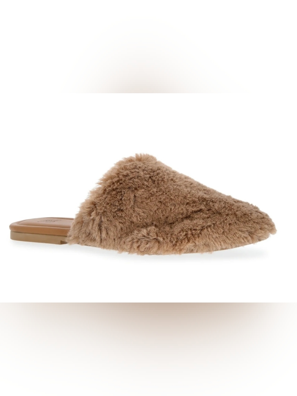 New Women's Faux Fur Mules Flats size 6 taupe/tan